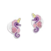 Ohrstecker|Silber Ohrstecker|Elfen Schmuck Ohrstecker Seepferdchen Einhorn mit Glitzer rosa pink lila 925 Silber