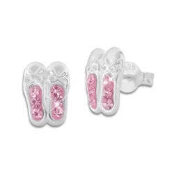 Ohrstecker|Silber Ohrstecker|Elfen Schmuck Ohrstecker Tanzschuhe rosa Strass Steine 925 Silber