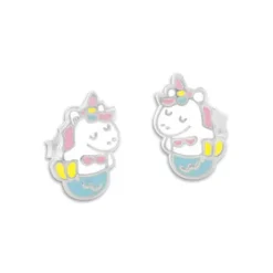 Ohrstecker|Silber Ohrstecker|Elfen Schmuck Ohrstecker träumendes Einhorn als Meerjungfrau 925 Silber