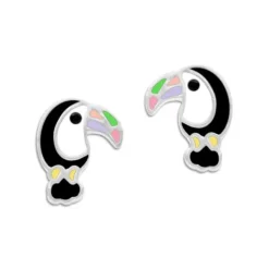 Ohrstecker|Silber Ohrstecker|Elfen Schmuck Ohrstecker Tukan Vogel schwarz bunt 925 Silber