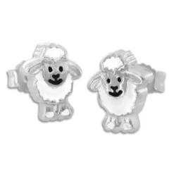 Ohrstecker|Silber Ohrstecker|Elfen Schmuck Ohrstecker weißes Schäfchen 925 Silber