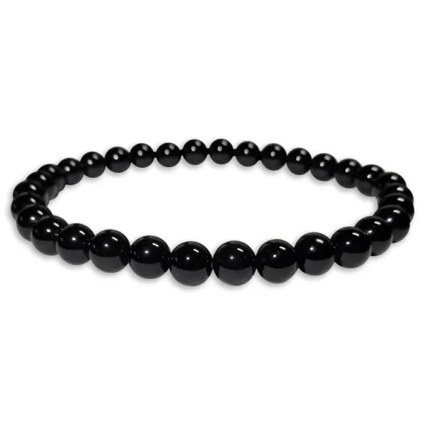 Herrenarmbänder|Damenarmbänder|Elfen Schmuck Onyx Kugel Armband 6 mm 19 cm