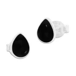 Ohrstecker|Edelstein Ohrringe|Elfen Schmuck Onyx Ohrstecker Tropfen 925 Silber
