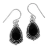 Ohrhänger|Edelstein Ohrringe|Elfen Schmuck Onyx Tropfen Ohrringe filigraner Rand 925 Silber