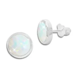 Ohrstecker|Silber Ohrstecker|Elfen Schmuck Opal Ohrstecker 8 mm rund 925 Silber