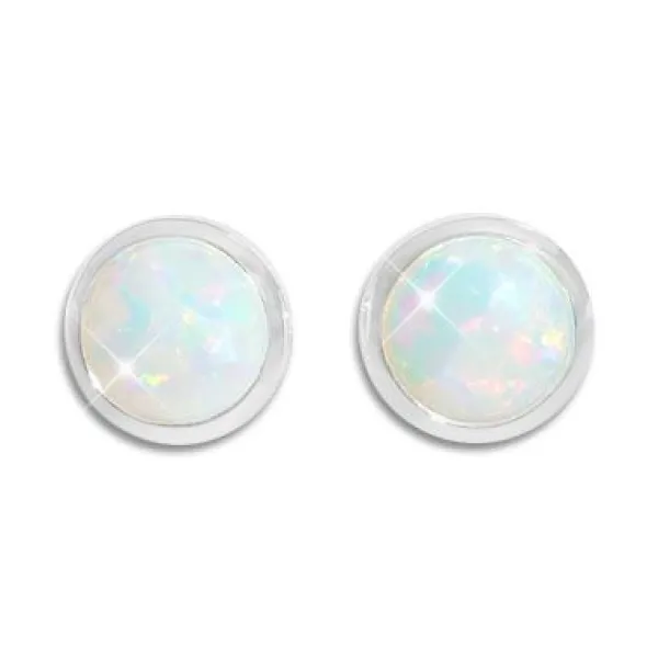 Ohrstecker|Silber Ohrstecker|Elfen Schmuck Opal Ohrstecker 8 mm rund 925 Silber