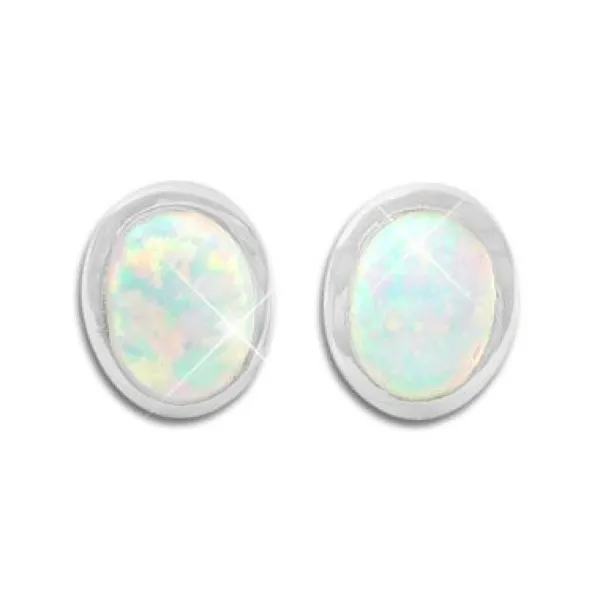 Ohrstecker|Silber Ohrstecker|Elfen Schmuck Opal Ohrstecker 9 x 7 mm oval 925 Silber