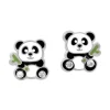 Ohrstecker|Silber Ohrstecker|Elfen Schmuck Panda Ohrstecker mit Bambus und Kristallen 925 Silber