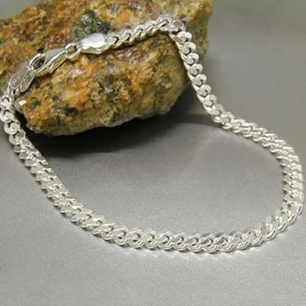 Herrenarmbänder|Damenarmbänder|Elfen Schmuck Panzerarmband 925 Silber 4 mm 21 cm