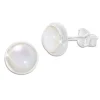 Ohrstecker|Silber Ohrstecker|Elfen Schmuck Perlmutt Ohrstecker 8 mm rund 925 Silber