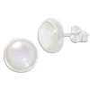 Ohrstecker|Silber Ohrstecker|Elfen Schmuck Perlmutt Ohrstecker 10 mm rund 925 Silber