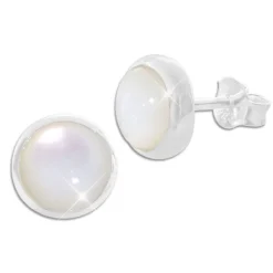 Ohrstecker|Silber Ohrstecker|Elfen Schmuck Perlmutt Ohrstecker 10 mm rund 925 Silber