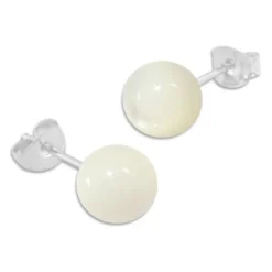 Ohrstecker|Silber Ohrstecker|Elfen Schmuck Perlmutt Ohrstecker 8 mm 925 Silber
