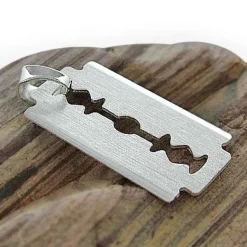 Anhänger Für Herren|Silber Anhänger|Elfen Schmuck Rasierklingen Anhänger mattiert 925 Silber