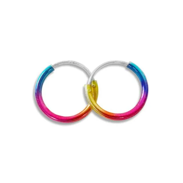Creolen|Silber Creolen|Elfen Schmuck Regenbogen Creolen 12 mm 925 Silber