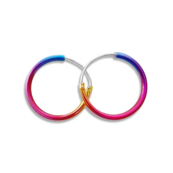 Creolen|Silber Creolen|Elfen Schmuck Regenbogen Creolen 16 mm 925 Silber