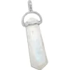 Anhänger Für Damen|Edelstein Anhänger In Silber|Elfen Schmuck Regenbogenmondstein Anhänger Stift Doppelender gefasst in 925 Silber