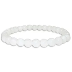 Damenarmbänder|Kugelarmbänder|Elfen Schmuck Regenbogenmondstein weiß Kugel Armband 6 mm 19 cm