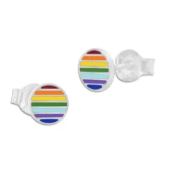 Ohrstecker|Ohrstecker|Elfen Schmuck Regenbogen Ohrringe rund 5,5 mm 925 Silber