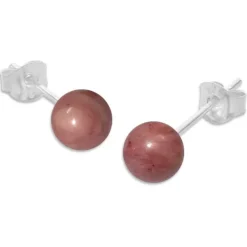 Ohrstecker|Edelstein Ohrringe|Elfen Schmuck Rhodonit Ohrstecker 6 mm 925 Silber