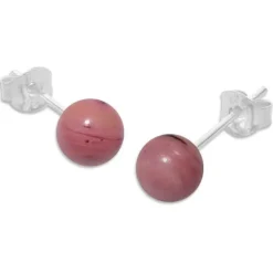 Ohrstecker|Edelstein Ohrringe|Elfen Schmuck Rhodonit Ohrstecker 6 mm 925 Silber