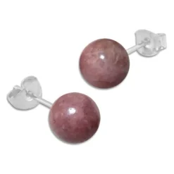 Ohrstecker|Edelstein Ohrringe|Elfen Schmuck Rhodonit Ohrstecker 8 mm 925 Silber