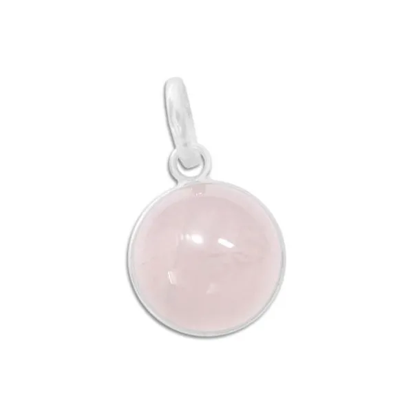 Anhänger Für Damen|Edelstein Anhänger In Silber|Elfen Schmuck Rosenquarz Anhänger rund 925 Silber B-Ware