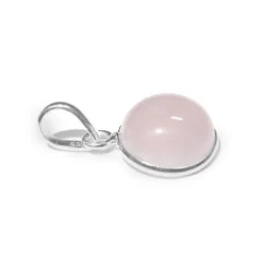 Anhänger Für Damen|Edelstein Anhänger In Silber|Elfen Schmuck Rosenquarz Anhänger rund 925 Silber B-Ware