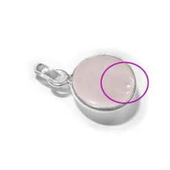Anhänger Für Damen|Edelstein Anhänger In Silber|Elfen Schmuck Rosenquarz Anhänger rund 925 Silber B-Ware
