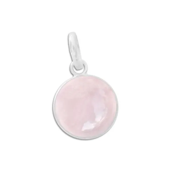 Anhänger Für Damen|Edelstein Anhänger In Silber|Elfen Schmuck Rosenquarz Anhänger rund 925 Silber