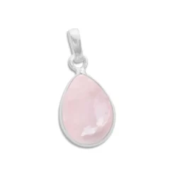 Anhänger Für Damen|Edelstein Anhänger In Silber|Elfen Schmuck Rosenquarz Anhänger Tropfen 925 Silber