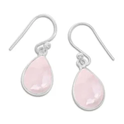Ohrhänger|Edelstein Ohrringe|Elfen Schmuck Rosenquarz Ohrringe Tropfen 925 Silber
