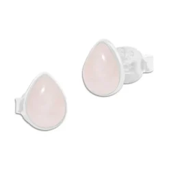 Edelstein Ohrringe|Ohrstecker|Elfen Schmuck Rosenquarz Ohrstecker Tropfen 925 Silber