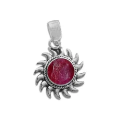 Anhänger Für Damen|Edelstein Anhänger In Silber|Elfen Schmuck Rubinquarz Anhänger Sonne 925 Silber