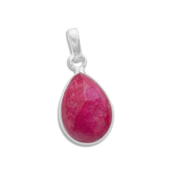 Anhänger Für Damen|Edelstein Anhänger In Silber|Elfen Schmuck Rubinquarz Anhänger Tropfen 925 Silber