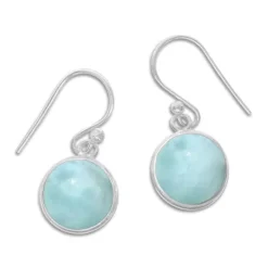 Ohrhänger|Edelstein Ohrringe|Elfen Schmuck Runde Larimar Ohrringe Ohrhänger 24 x 10 mm 925 Silber