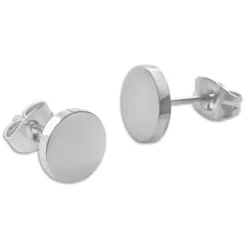 Ohrstecker|Ohrstecker|Elfen Schmuck Runde Ohrringe Edelstahl 8 mm glänzend