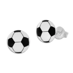Ohrstecker|Ohrstecker|Elfen Schmuck Runde Ohrstecker Fußball 925 Silber