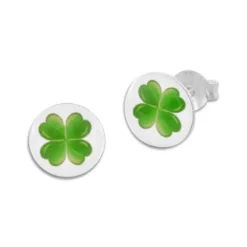 Ohrstecker|Ohrstecker|Elfen Schmuck Runde Ohrstecker Kleeblatt 925 Silber