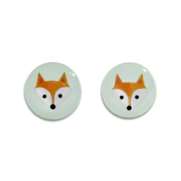 Ohrstecker|Silber Ohrstecker|Elfen Schmuck Runde Ohrstecker mit Fuchs-Kopf 925 Silber