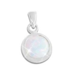 Anhänger Für Damen|Silber Anhänger|Elfen Schmuck Runder Opal Anhänger 10 mm 925 Silber
