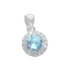 Anhänger Für Damen|Silber Anhänger|Elfen Schmuck Runder Strass Anhänger aquamarin blau und weiß 925 Silber