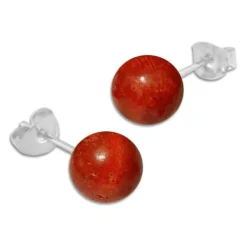 Ohrstecker|Edelstein Ohrringe|Elfen Schmuck Schaumkorallen Ohrstecker 8 mm 925 Silber