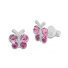 Ohrstecker|Silber Ohrstecker|Elfen Schmuck Schmetterlings Ohrstecker mit rosa / pink Strass Steinen 925 Silber