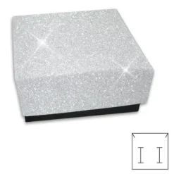 Anhänger Etuis|Ohrring Etuis|Elfen Schmuck Schmuckbox Glitzer silber 55 x 55 x 25 mm