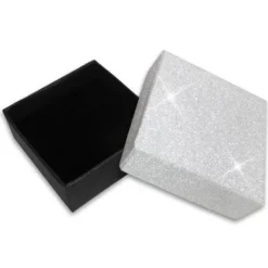 Anhänger Etuis|Ohrring Etuis|Elfen Schmuck Schmuckbox Glitzer silber 55 x 55 x 25 mm