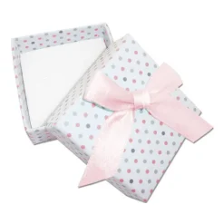 Ohrring Etuis|Ketten Etuis|Elfen Schmuck Schmuckschachtel Punkte und Schleife weiß rosa 45 x 45 x 22 mm