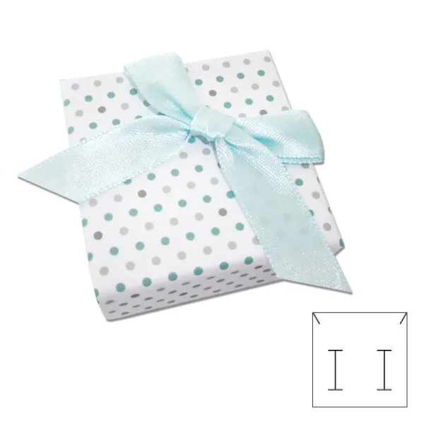 Ohrring Etuis|Ketten Etuis|Elfen Schmuck Schmuckschachtel Punkte und Schleife weiß mint 45 x 45 x 22 mm