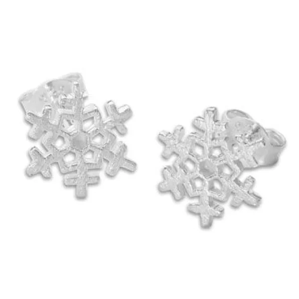 Ohrstecker|Silber Ohrstecker|Elfen Schmuck Schneeflocken Ohrstecker mattiert gebürstet 925 Silber