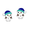 Ohrstecker|Silber Ohrstecker|Elfen Schmuck Schneemann Ohrstecker mit Strass Steinen 925 Silber